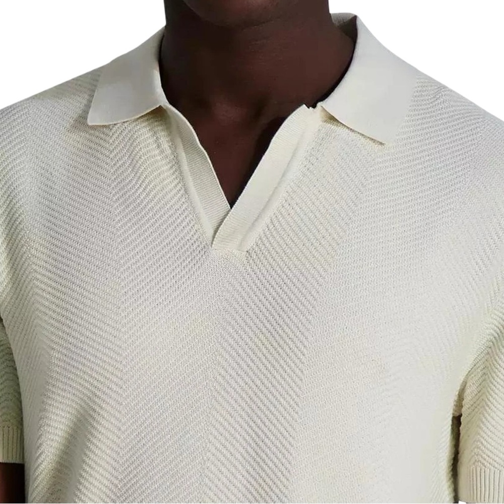 NWT Karl Lagerfeld Paris Textured Open Collar Polo - Picture 4 of 15